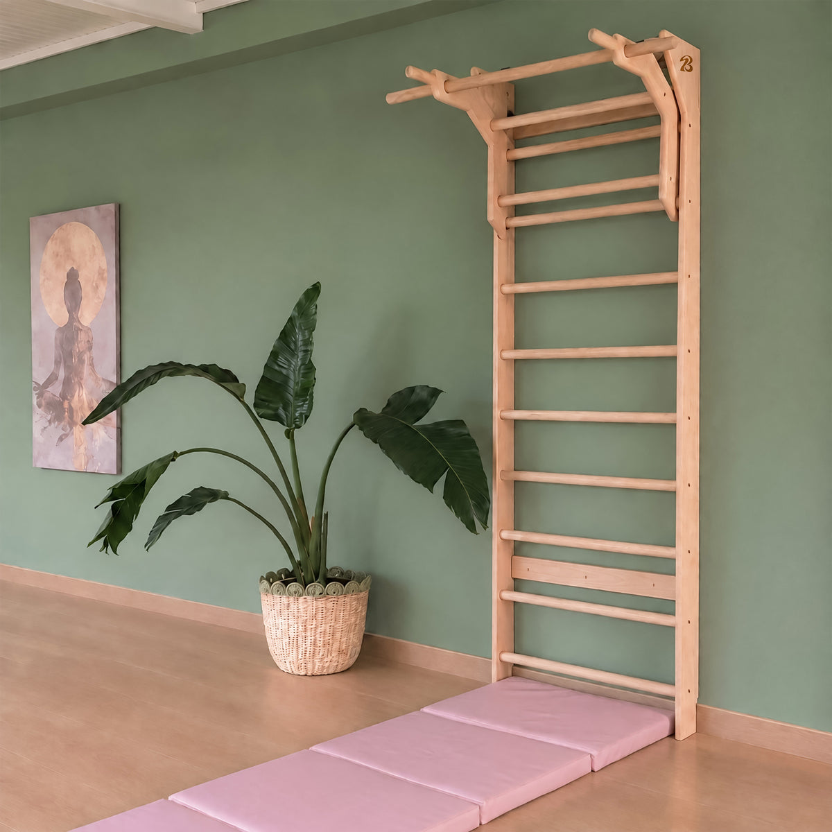 Baréa Swedish ladder with Pull-Up Bar Extension in premium beech wood
