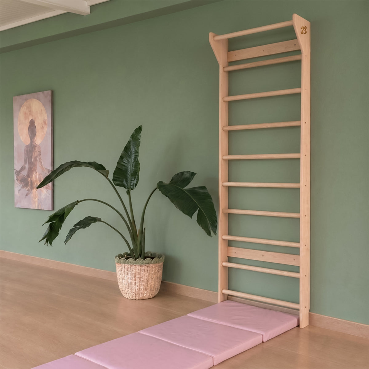 Baréa Swedish ladder (wall bar) installed on a wall
